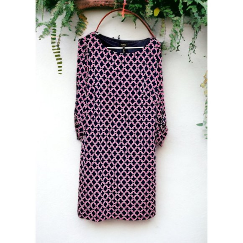 Laundry By Shelli Segal Womens Pink And Navy Dress Sz Medium - Picture 1 of 5